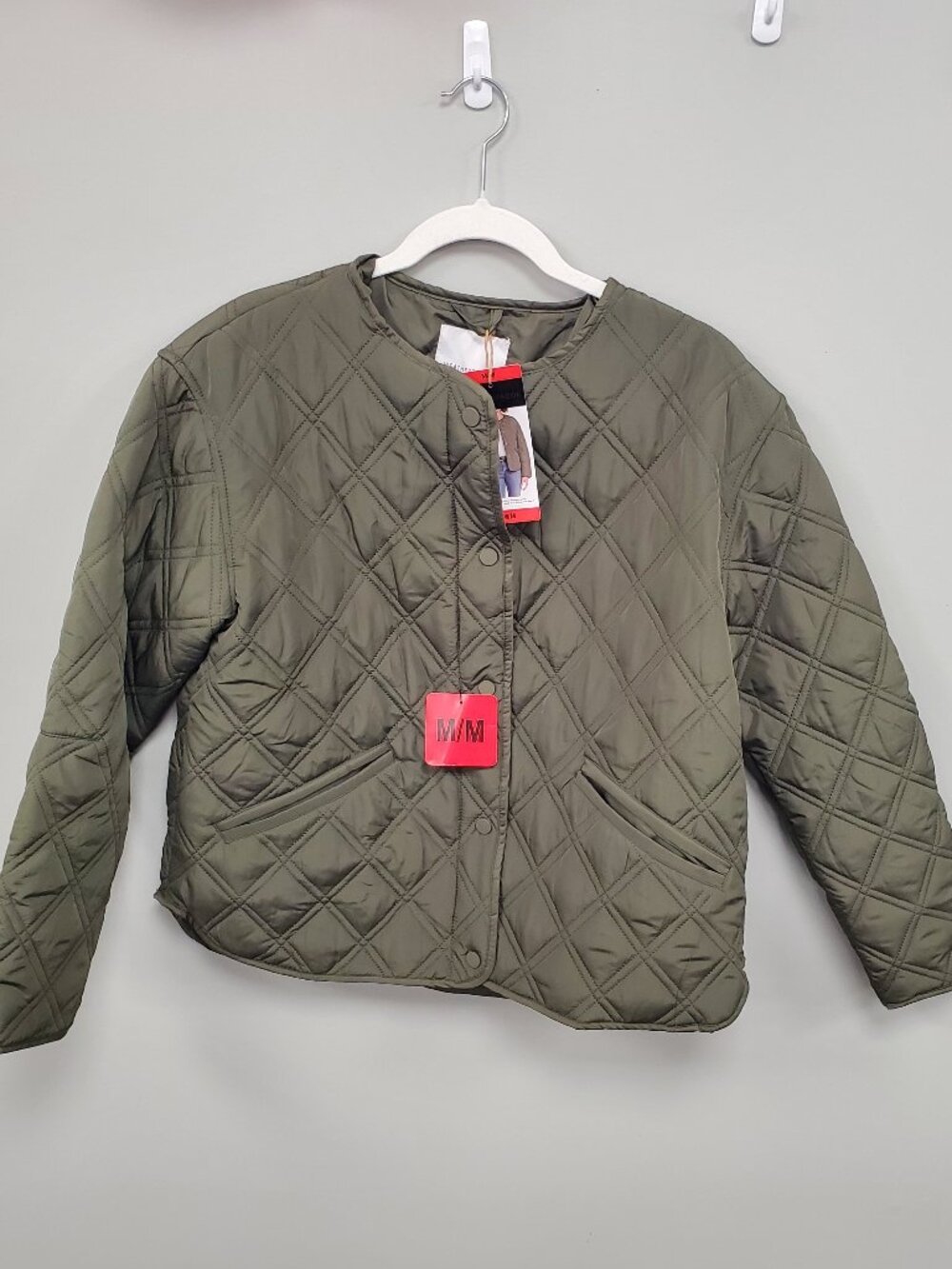 Weatherproof Women's Collarless Quilted Jacket In Olive